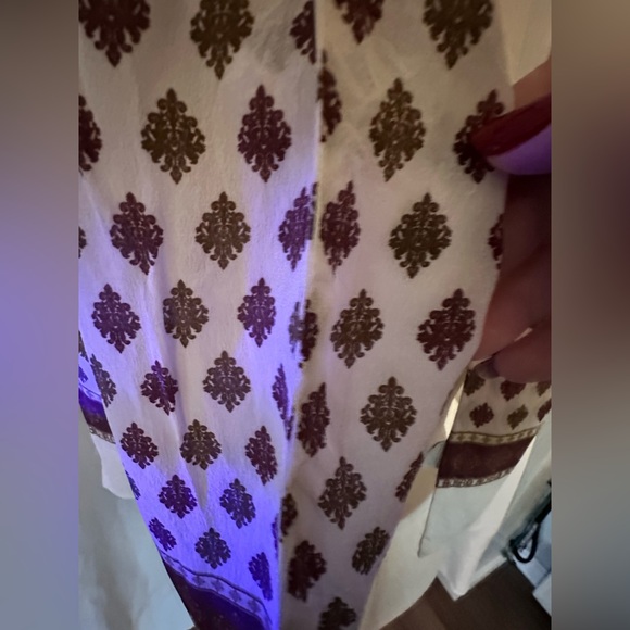 Silk Paisley Patterned Scarf, Silky Scarf, Headband 48.5"x9" - Picture 5 of 11